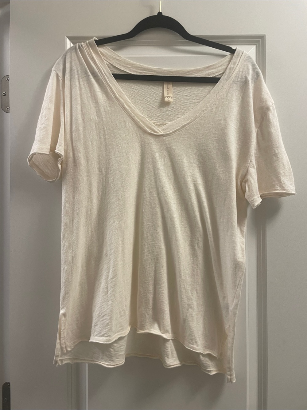 Altar'd State Cream V-Neck Short Sleeve Tee